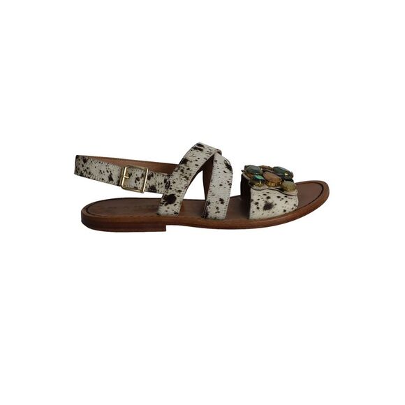 Marni Shoes - Marni Crystal Embellishments Slingback Sandals in Animal Print Ponyhair